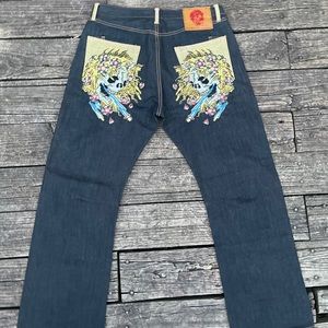 Ed Hardy by Christian Audigier Embroidered Denim Jeans 2009